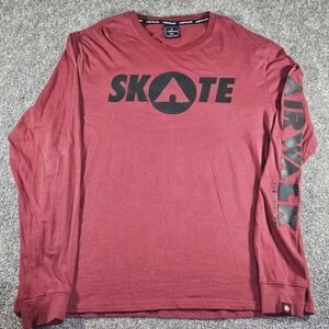 Airwalk L/S Shirt Mens‎ 2XL Burgundy Skate Graphic Sleeve & Chest Logo Tee Y2K